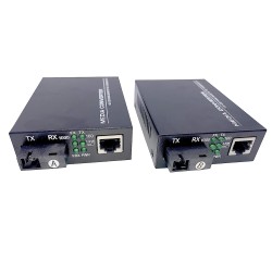 Elfcam - 2 Pack Convertidor Medios Gigabit Ethernet 10/100/1000M  1.25Gb Monomodo SC