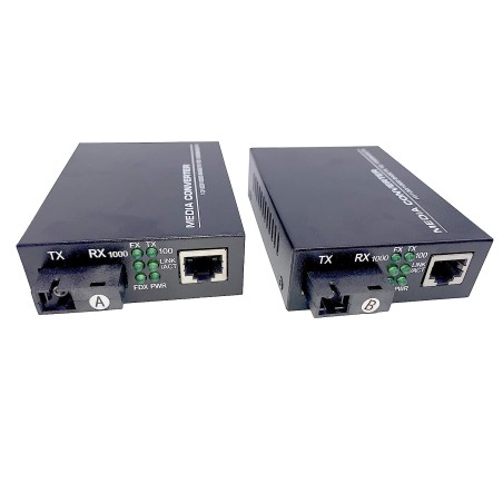 Elfcam - 2 Pack Convertidor Medios Gigabit Ethernet 10/100/1000M  1.25Gb Monomodo SC