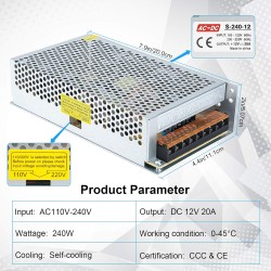 12V 20A Fuente de Alimentacion de potencia Conmutada