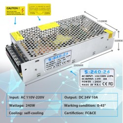 Transformador de Potencia 24V 10A 240W AC/DC, Fuente Conmutada