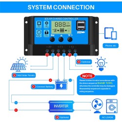 Controlador Regulador de Carga Solar Inteligente PWM 12V/24V 30 Amperios