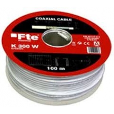 Cable coaxial 100m. TDT cobre, 75 Oms blanco FTE